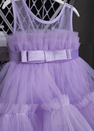 Платье для девочки праздничное новое детское очень пышное платье 4 5 6 7 года 110 116 122 128 лавандовое на день рождения праздник принцессы красивое6 фото