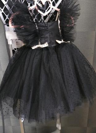 Дуже гарна маленька чорна сукня святкова пишна дитяча сукня 74 86 92 98 104 110 116  для дівчинки на день народження свято балет чорний лебідь4 фото