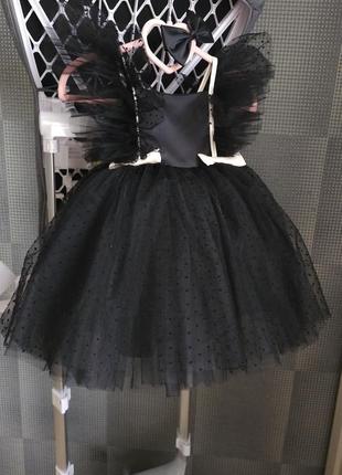 Дуже гарна маленька чорна сукня святкова пишна дитяча сукня 74 86 92 98 104 110 116  для дівчинки на день народження свято балет чорний лебідь2 фото