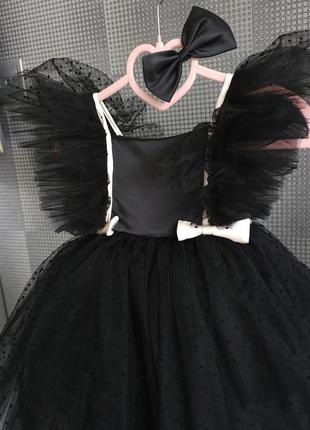Дуже гарна маленька чорна сукня святкова пишна дитяча сукня 74 86 92 98 104 110 116  для дівчинки на день народження свято балет чорний лебідь8 фото