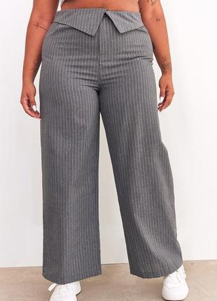 Женские серые брюки брюки брюки в полоску plus size plt2 фото
