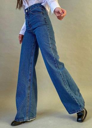 Базовые весенние актуальные широкие трендовые свободные джинсы женские молодежные брюки палаццо турция7 фото