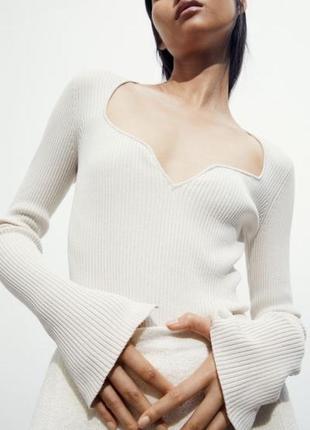Хіт бежевий светр джемпер із вирізом h&amp;m кофта з корсетним вирізом светр із корсажем