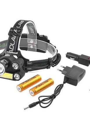 Світлодіодний ліхтарик налобний bailong bl-t64-t6+4xpe+cob, водонепроникний ліхтарик, ліхтарик zk-826 налобний led8 фото