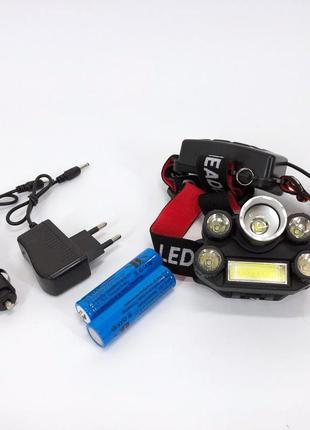 Світлодіодний ліхтарик налобний bailong bl-t64-t6+4xpe+cob, водонепроникний ліхтарик, ліхтарик zk-826 налобний led3 фото