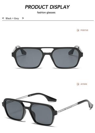 Сонцезахисні окуляри з подвійною переносицею унісекс чорний  (0681)2 фото