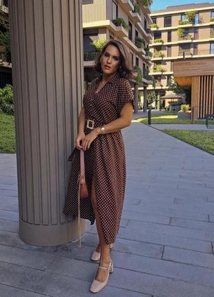 Zara платье в горох с поясом, м7 фото