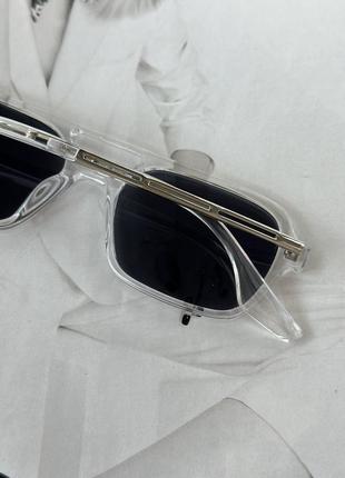 Солнцезащитные очки с двойной переносицей унисекс  прозрачный с серым (0681)2 фото