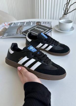 Кроссовки кожа + замша adidas samba black