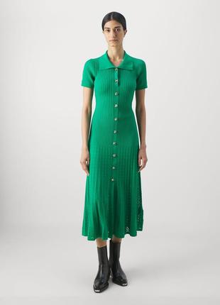Новая коллекция sandro длинное зеленое платье пуговицы звезды2 фото