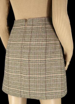 Брендовая юбка "tu" бежево-коричневая в клетку. размер uk12.4 фото