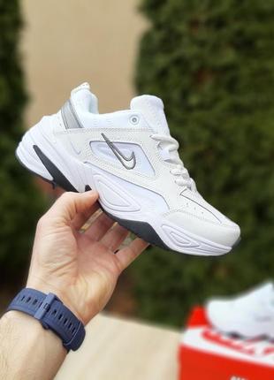 Женские кожаные кроссовки nike m2k tekno white silver найк2 техно2 фото