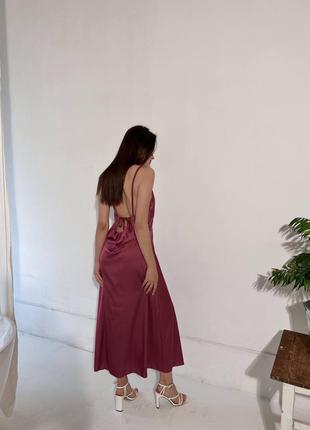 Накладной платеж ❤ шелк платье слип комбинация на бретелях миди с открытой спиной и глубоким вырезом2 фото