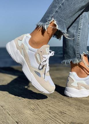 Кроссовки adidas falcon white & nude beige кросівки