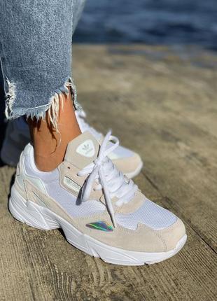 Кроссовки adidas falcon white & nude beige кросівки7 фото