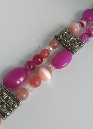 Турмалін, агат, жад, кварц.браслет" півонія"