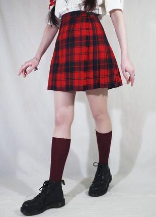 Винтажная юбка колит плиссе james pringle weaves (шерстяная, короткая, школьная, в клетку, юбка, плесерированная, аниме, мери джайн)2 фото