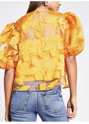 Блуза органза оранжевый топ рубашка женская однотонная нарядная2 фото