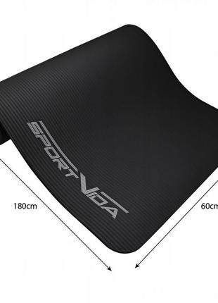 Коврик (мат) спортивный sportvida nbr 180 x 60 x 1.5 см для йоги и фитнеса sv-hk0167 black4 фото