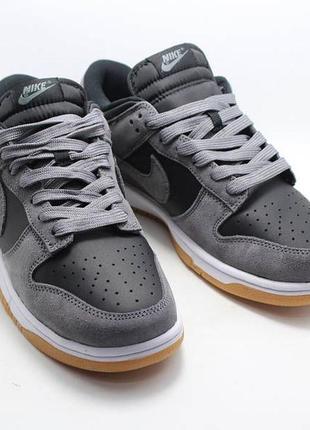 Кожаные мужские кроссовки nike dunk low/ данки, серые - вьетнам6 фото