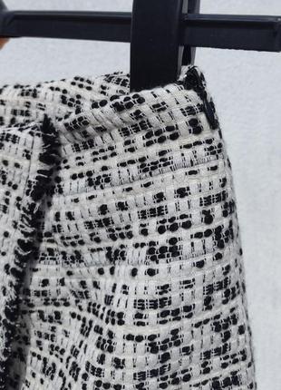 Рябая тёплая чёрно белая твидовая юбка na kd8 фото
