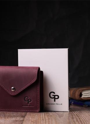 Модный женский кошелек из матовой натуральной кожи grande pelle 16805 бордовый8 фото