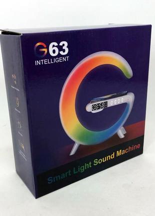 Смарт нічник з бездротовою зарядкою g63, настільна смарт лампа, нічник з годинником та eh-736 бездротовою зарядкою