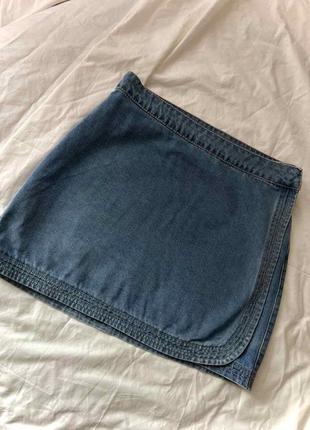 Джинсовая юбка на запах джинсова спідниця на запах1 фото