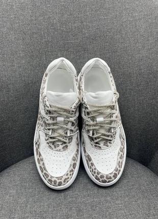Женские кроссовки из натуральной кожи со вставками леопард + рюкзак9 фото