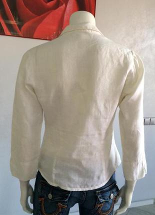 Белая блуза рубашка 100 % лен италия3 фото