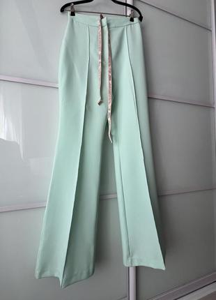 Oh polly брюки/ брюки с высокой талией mint flared trousers with high waist