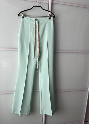 Oh polly брюки/ брюки с высокой талией mint flared trousers with high waist7 фото