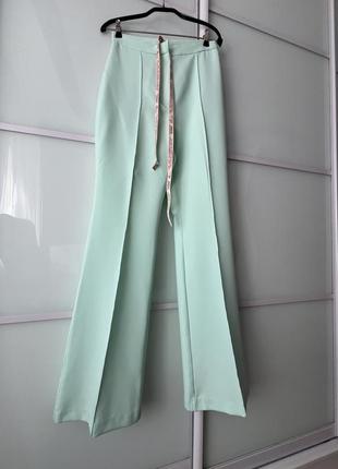 Oh polly брюки/ брюки с высокой талией mint flared trousers with high waist2 фото