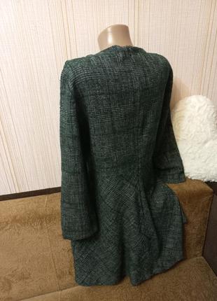 Стильное твидовое платье zara зеленое в клетку платье твид сукня в клітинку7 фото