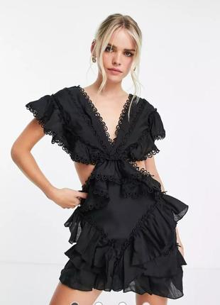Оригінальна вечірня чорна міні сукня1 фото
