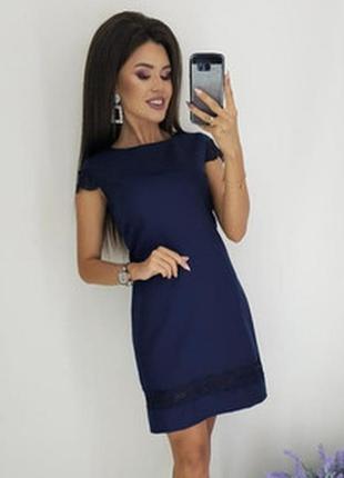 Платье повседневное, женственное, синє, 48,50,52