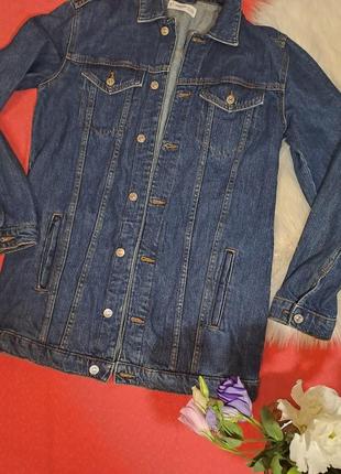 Джинсовый удлиненный пиджак, джинсова куртка mango размер xs-s7 фото