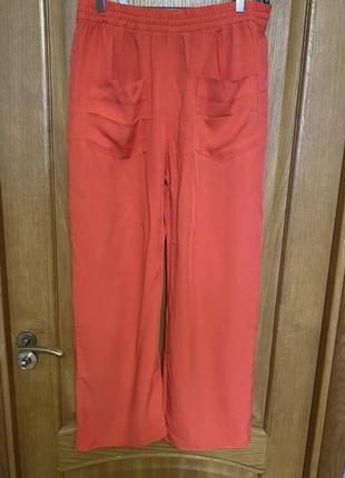 Новые тонкие классные красные широкие брюки на резинке 50-52 р zara7 фото