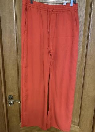 Новые тонкие классные красные широкие брюки на резинке 50-52 р zara3 фото
