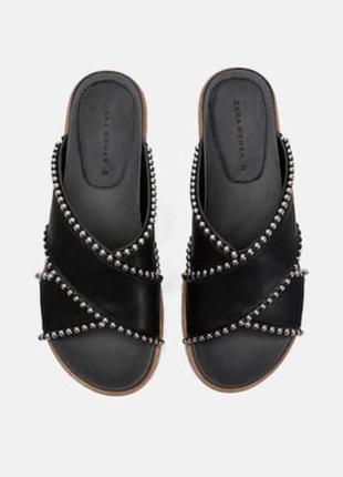 Женские шлепанцы zara sandals 🩴 черного цвета, размер 40