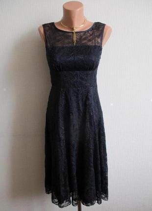 Темно-синя мереживна гіпюрова сукня f&f