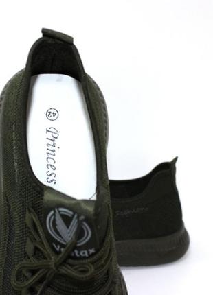 Темно-зелені трикотажні чоловічі одношарові кросівки fashion2 фото