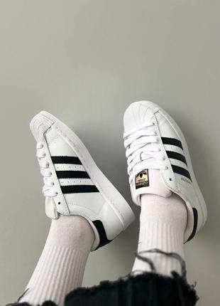 Кросівки жіночі адідас adidas superstar white black4 фото
