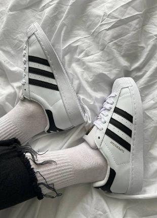 Кросівки жіночі адідас adidas superstar white black2 фото