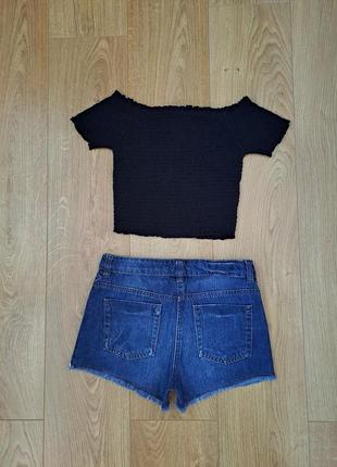 Летний набор для девочки/джинсовые шорты для девочки/летний топ-резинка для девочки3 фото
