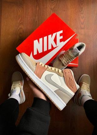 👟кроссовки женские nike air jordan retro 1 beige &amp; silver &amp; white👟2 фото