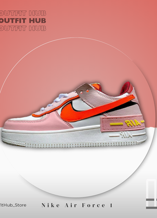 Женские кроссовки nike air force 1 розовые с белым и оранжевым |  найк аир форс