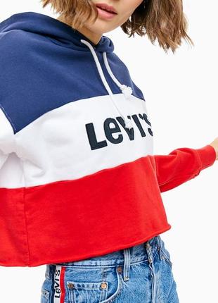 Брендовая укороченная толстовка с капюшоном, свитшот, кофта, худи levi's original5 фото