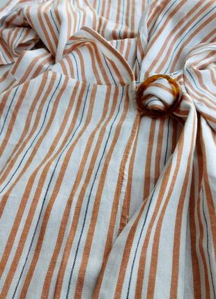 Полосатое платье сарафан на запах с пряжкой из натуральной ткани вискоза +лён8 фото
