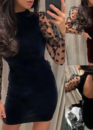 Платье zara черная велюровая с открытой спиной